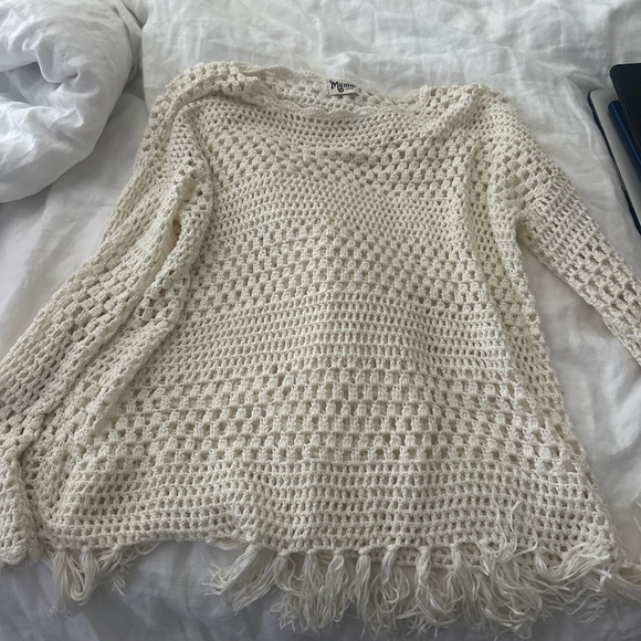 Show Me Your MuMu White Crochet Sweater/Cover Up - Picture 2 of 7